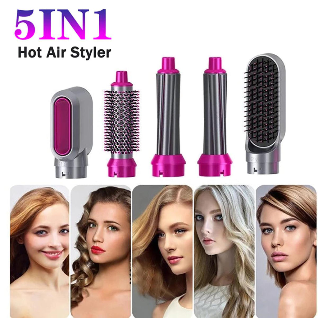 5 in 1 Electric Hair Dryer Brush | Blow Dryer Hair Comb Curling Wand Detachable Brush Kit Negative Ion Straightener Hair Curler ( random color)