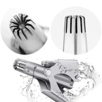 Stainless Steel Manual Nose Hair Trimmer – Portable 6-Teeth Precision Trimming Tool with Drawstring Bag and Brush