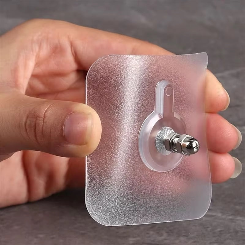 Transparent Self-Adhesive Wall Hooks Sticker – Strong Hold, No Drill, Damage-Free Hanging - Pack of 10