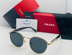 Prada Round Metal Frame Sunglasses For Men And Women With Stylish Tinted Lenses