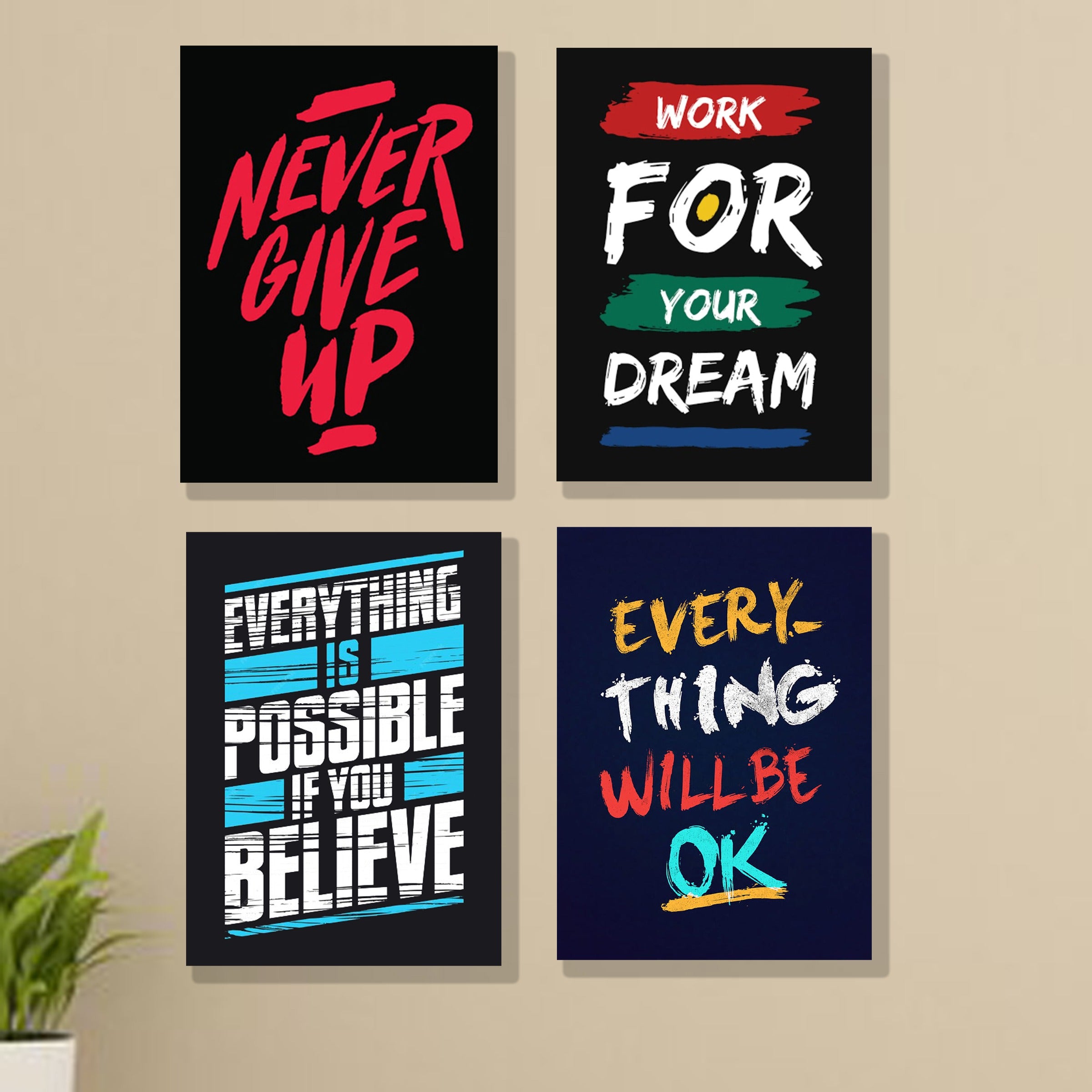 Set of 4 Premium Wall Art Photo Tiles – Modern Home Decor Sets 8x11