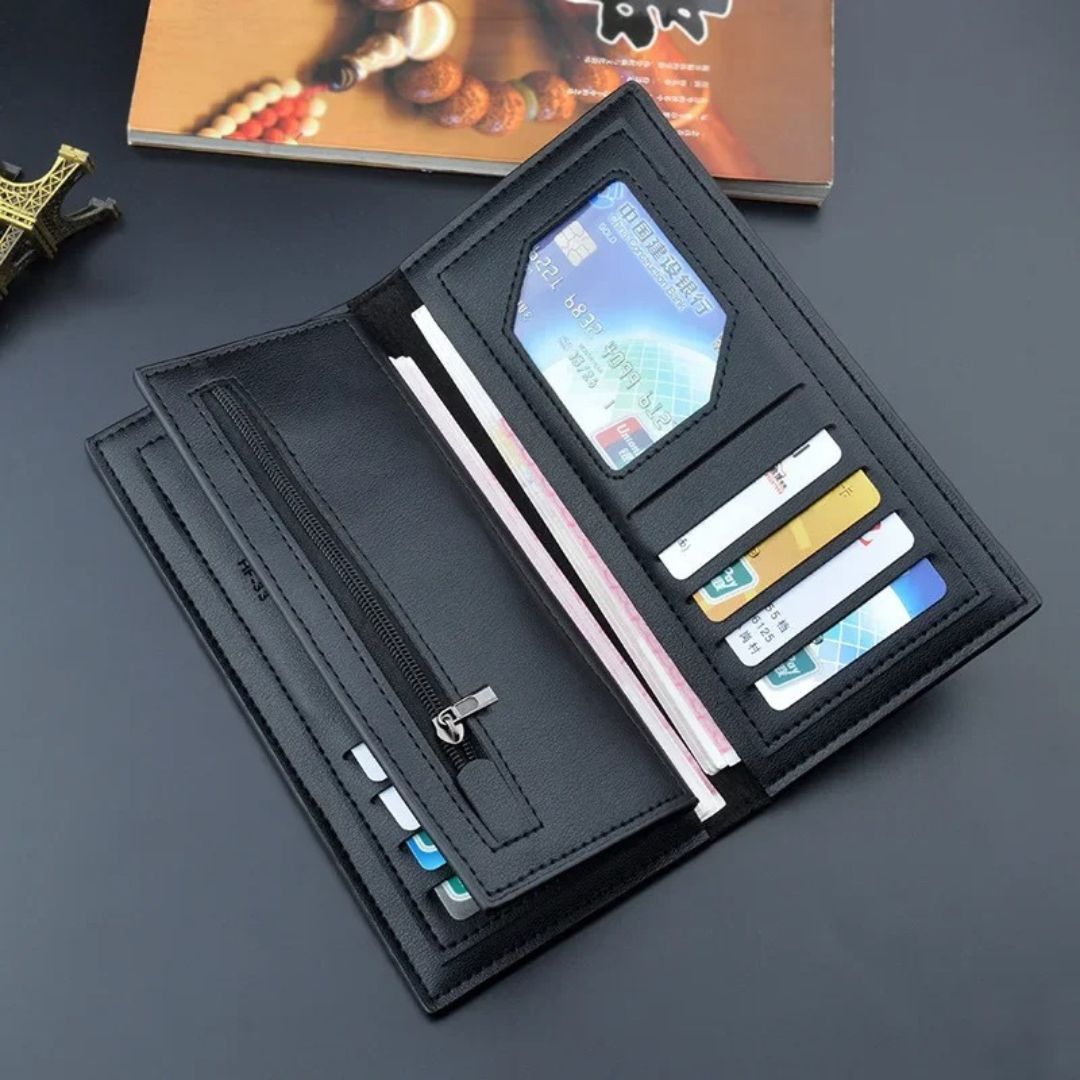 WAGLOK Dual Tone Magnetic Button Long Wallet for Men & Women with Zipper Pocket and 12 Card Slots