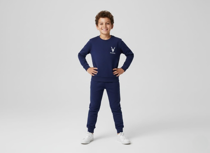 Winter Kids Markhor Printed Tracksuit | Full Sleeves Round Neck T-Shirt & Trouser Set – Warm, Stylish & Comfortable Outfit