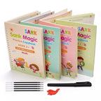 Sank Magic Practice Copybook Set – 4 Pcs Reusable Handwriting Practice Books With 10 Refills for Kids with Magic Ink Technology