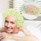(pack of 6) Shower Caps Waterproof Shower Cap for Women Reusable Shower Hat Bath Caps with Elastic Band, Large Plastic Long Hair Environmental Protection Hats for Ladies Girls Kids Spa Salon