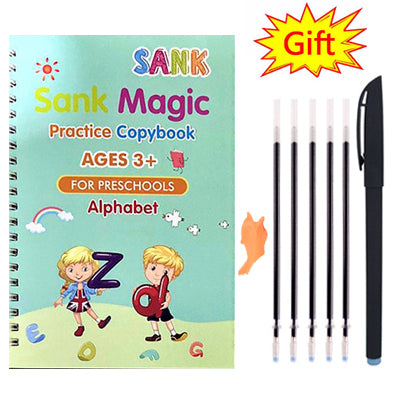 Pack Of 4 Pcs With 10 Refill Copybooks Pen Magic Copy Book Free Wiping Children's Kid Writing Sticker Practice Copybook For Calligraphy