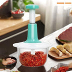 Manual Hand Push Chopper | Multi-functional Vegetable Meat Grinder, Grater, Chopper - 1.5 Liter (Random Color)