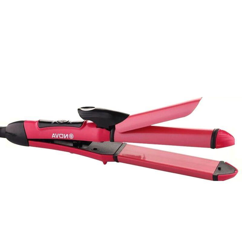 2-in-1 Nova Hair Straightener and Curler – Dual-Use Styling Tool with Quick Heat-Up Technology, Ceramic Plates for Smooth Straightening &amp; Effortless Curls Model-NH-2009 – Portable, Lightweight, Ideal for Home or Travel Use