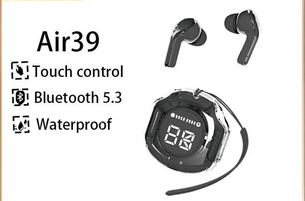 Air 39 Earbuds - Air 39 Transparent Earbuds - Air 39 Original Earbuds - High Quality Sound - Bluetooth 5.3 - Accurate right Left - Super Bass - Super Sound - HD Calling - ENC technology (Random Color)