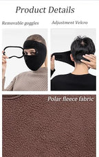 Windproof Anti Dust Full Face Masks Cycling Ski Breathable Masks Eye HD Anti Fog Goggles Hood Cover Winter Warm Hat Caps - Windproof Anti Dust Full Face Masks ( 01 Pair ) Knee Warmer Woolen Knee Cap ( Random Color )