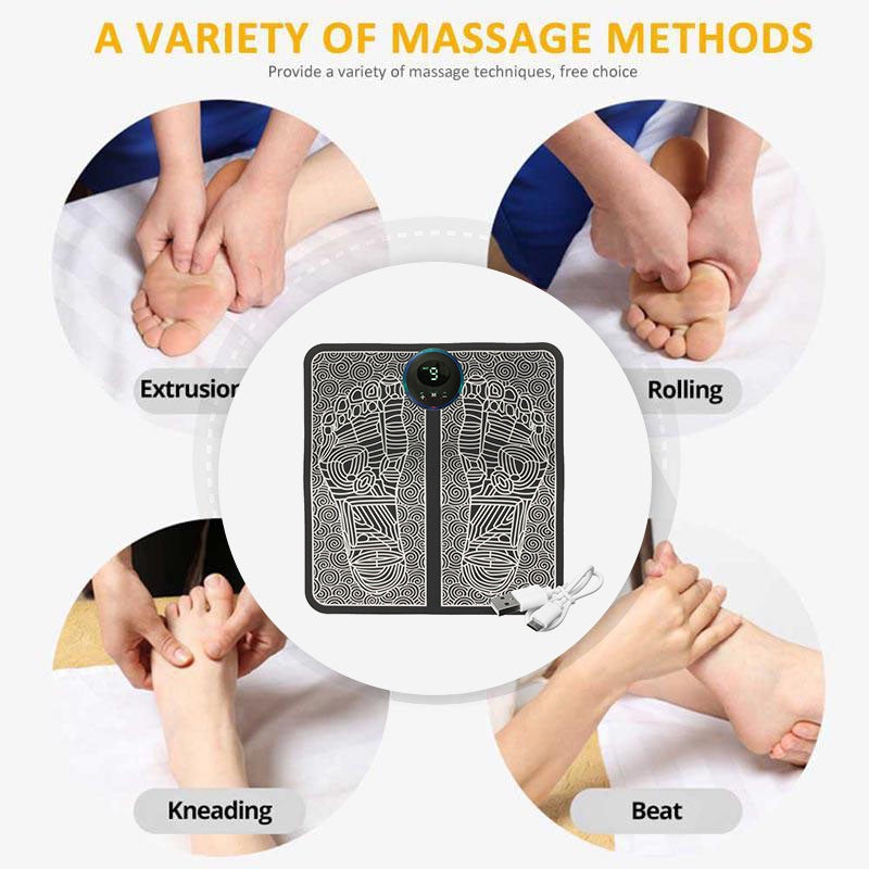 EMS Foot Massager Mat Electric USB Charging Smart Display Tens Acupuncture Feet Cushion Blood Circulation Pad Health Care Home (Without Box)