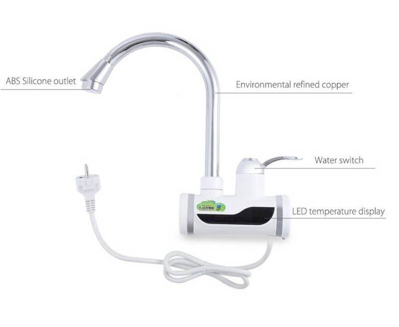 Tank-less Electric Hot Water Heater Faucet Kitchen Instant Heating Tap Water With LED