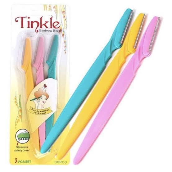 Tinker Eyebrow and Face Razor Set – Pack of 3 Plastic Razors for Precise and Gentle Hair Removal(Random Color)