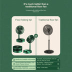 Rechargeable - Portable Telescopic Folding Fan | USB Foldable | Table Desk Fan | Telescopic Design Floor | 3 Speeds Adjustable height Fan (Random color)