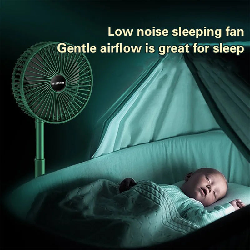 Rechargeable - Portable Telescopic Folding Fan | USB Foldable | Table Desk Fan | Telescopic Design Floor | 3 Speeds Adjustable height Fan (Random color)