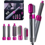 Hair Dryer Brush 5 in 1 Electric Blow Dryer Hair Comb Curling Wand Detachable Brush Kit Negative Ion Straightener Hair Curler ( random color)
