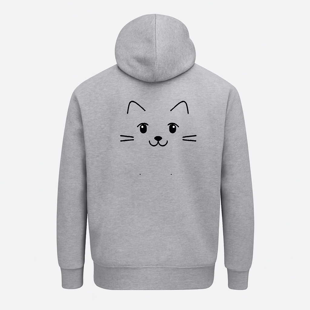 New Summer Collection Full Grey Hoodie Cute Cat Printed For Girl And Boys