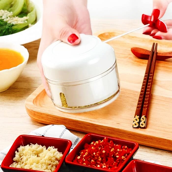 Mini Food Chopper – Hand-Powered Meat Grinder, Mincer, Mixer & Blender for Fruits, Vegetables, Nuts, and Meat | Powerful & Portable Kitchen Tool