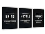 set of 3 Motivational sticky canvas frames for wall decore / sticky phototiles for office and home workplace