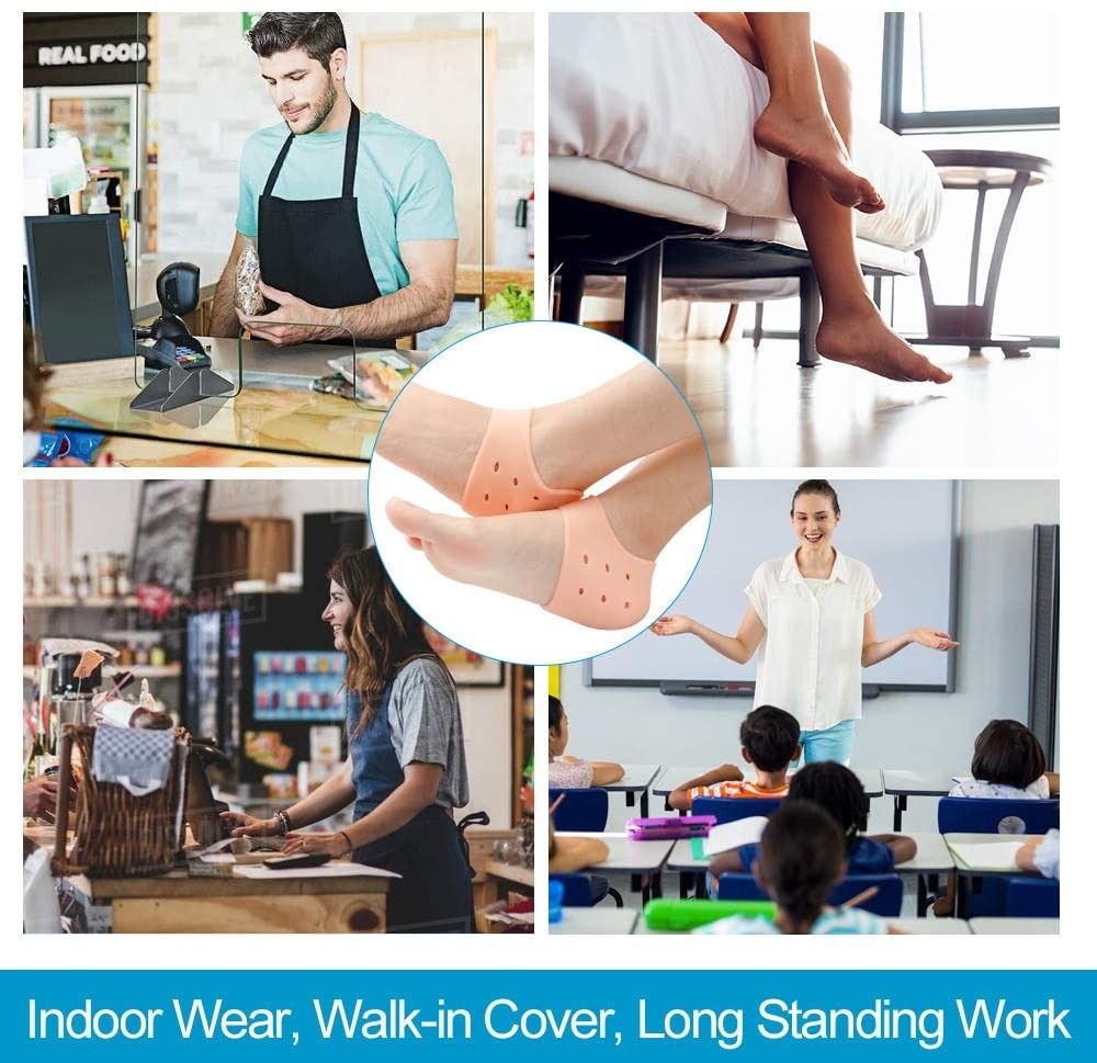 Silicone Heel Protector Sleeve for Cracked Heels & Pain Relief – Breathable & Cushioned Support