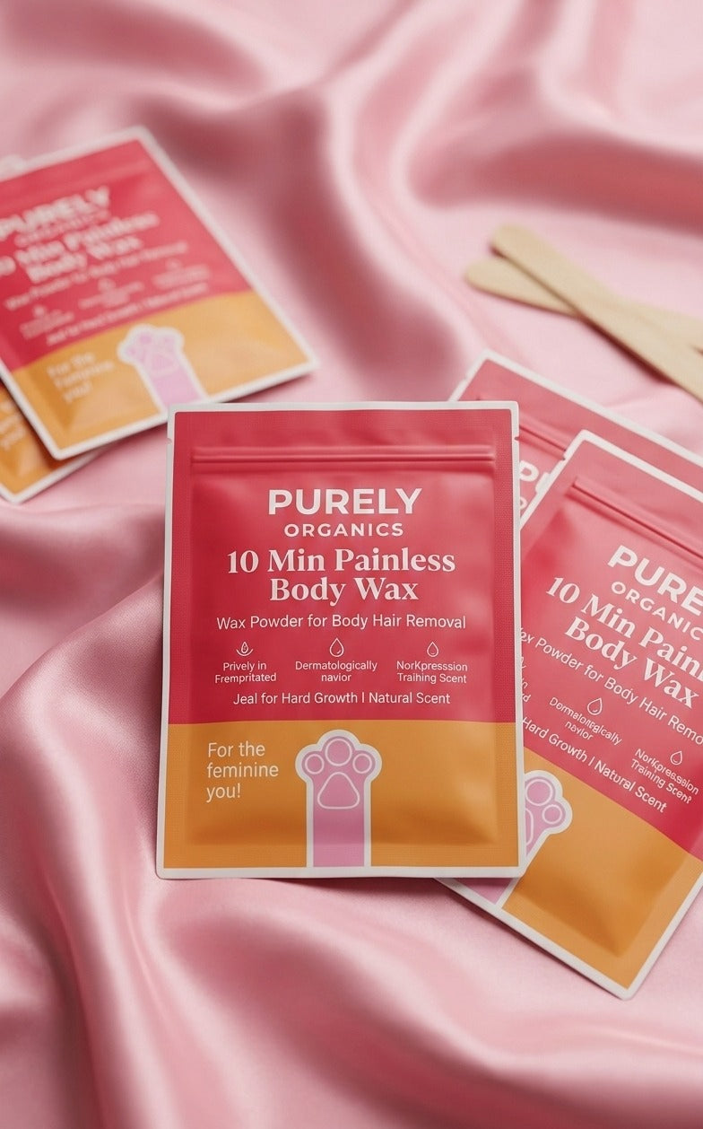 Purely Organics 10 Min Painless Body Wax Powder – Natural Hair Removal for Sensitive Skin (157g)