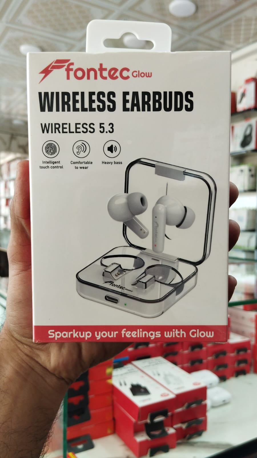 Fontec Glow Wireless Earbuds – Bluetooth 5.3 Gaming Earphones with ENC Noise Cancellation & Transparent Charging Case