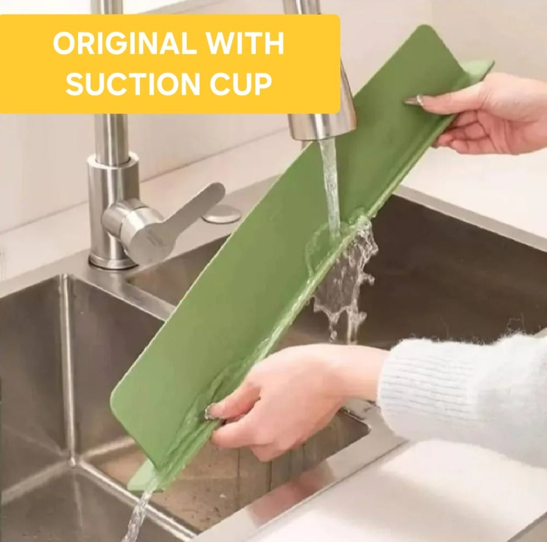 Silicone Sink Splash Guard – Anti-Spill Faucet Stopper, Flexible Oil-Proof Water Baffle Plate with Strong Suction Cups-Random Colour