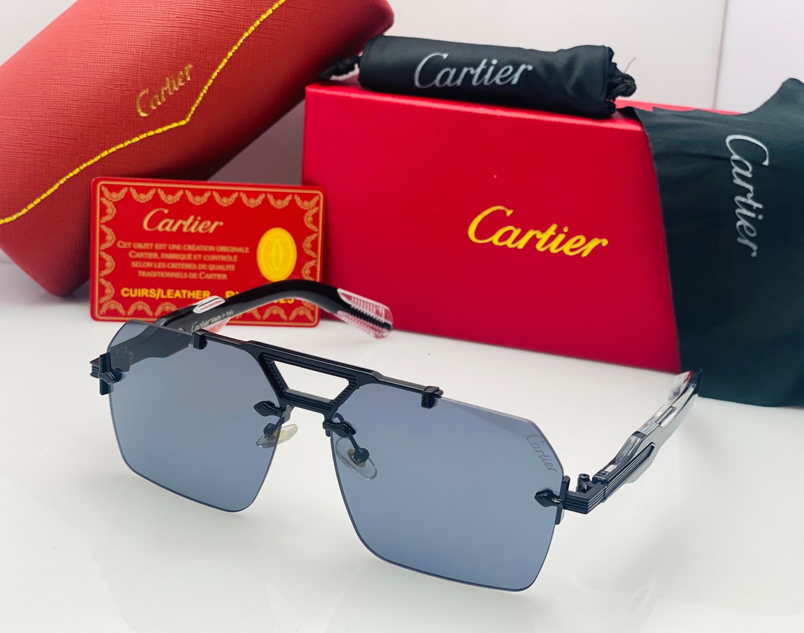 Cartier Luxury Rimless Square Sunglasses For Men And Women With Gradient UV Style Fashion Glasses