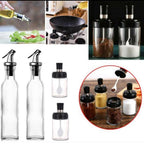 Oil Bottle Set 4 Piece Daisy Glass Spice Set With 3 Spice Jars 180ml And 1 Oil Bottle 750ml