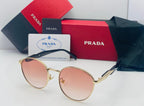 Prada Round Metal Frame Sunglasses For Men And Women With Stylish Tinted Lenses