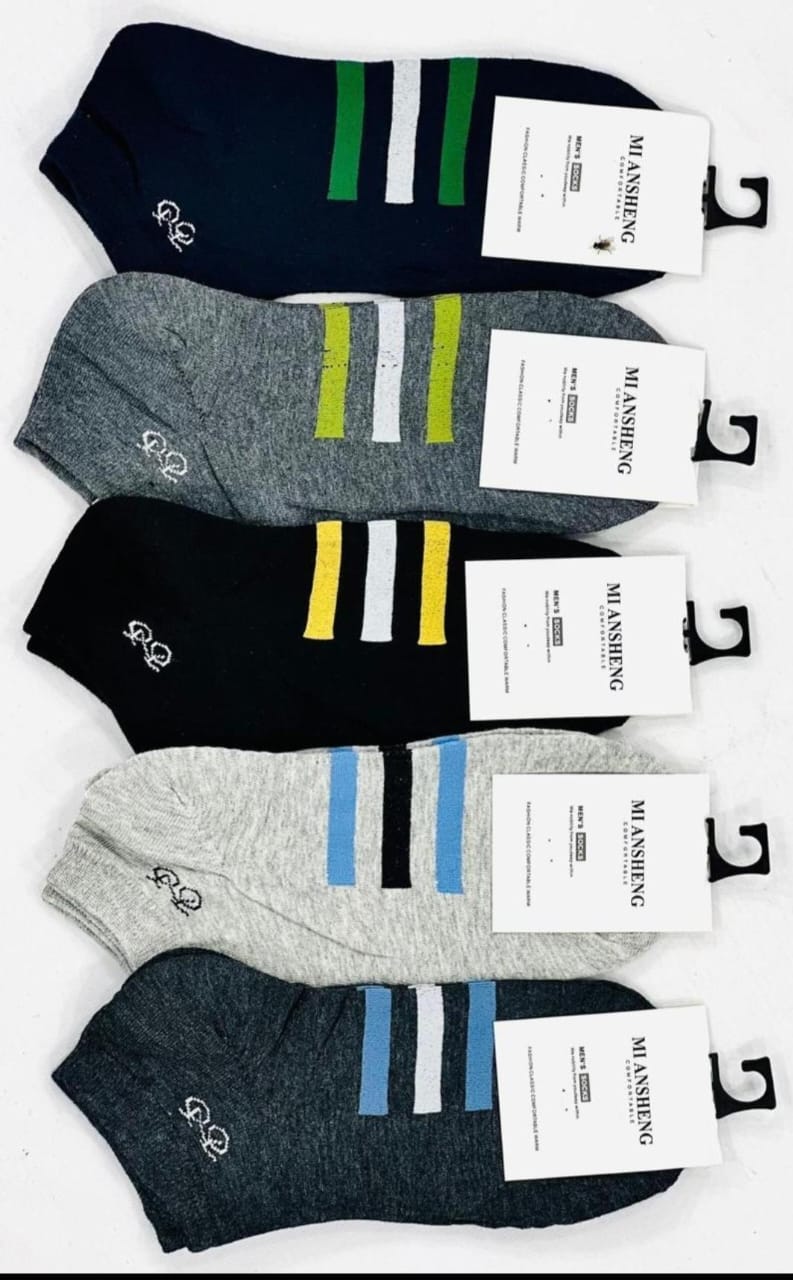 Pack Of 2 Pair Anklet Socks For Men – Soft, Breathable, And Stretchable Low-Cut Socks For Daily Comfort And Style (Random Design)