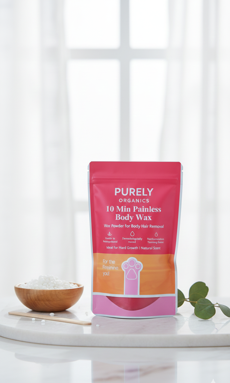 Purely Organics 10 Min Painless Body Wax Powder – Natural Hair Removal for Sensitive Skin (157g)