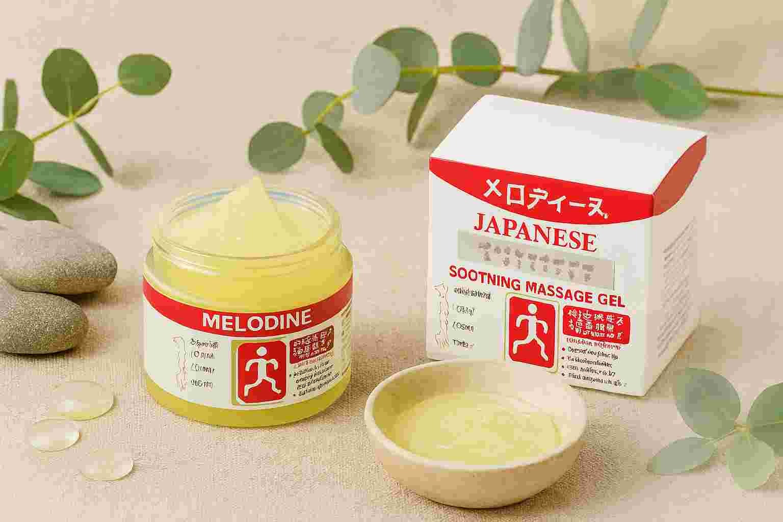 MELODINE Japanese Soothing Massage Gel | Fast-Absorbing Herbal Pain Relief Cream for Shoulder, Neck, Back & Knee