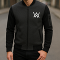 NEW Winter Collection Charcoal Grey WA Printed Zipper Jacket for Men &amp; Boys – Premium Fleece Material, Stylish Bomber Design, Full Front Zipper Closure