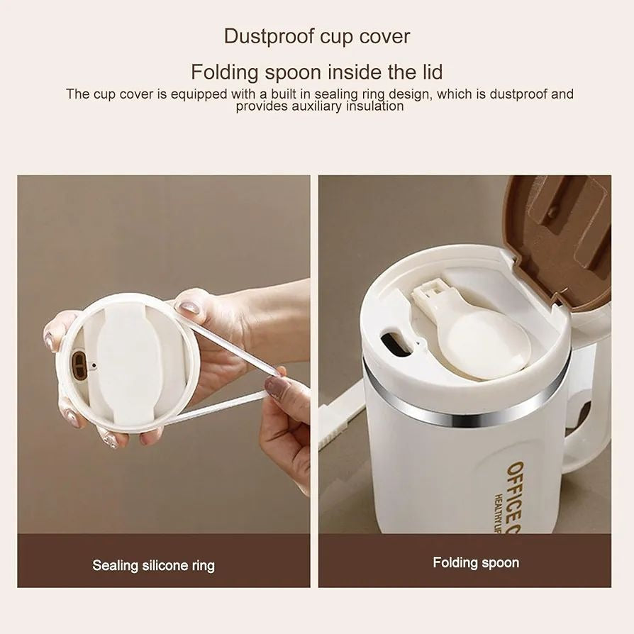 Stainless Steel Coffee Mug | Insulated | Anti‑Slip Bottom | With Spoon | Office & Home Use
