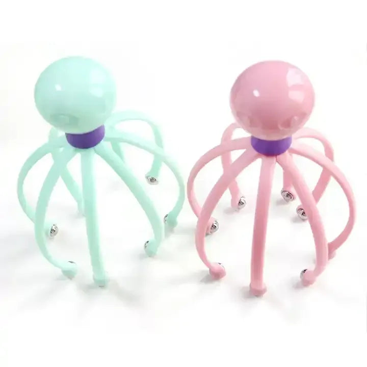 Octopus Shape Manual Head Scalp Massager With 8 Roller Balls Provides Headache Relief Stress Relaxation Hair Stimulation  (Random Color)