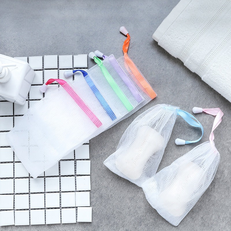 Soap Drain Net Pouch For Easy Lather, Quick Drying And Long-Lasting Soap Use | Reusable Mesh Soap Saver Bag For Bathroom (Random Color)