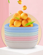 Plate Set Pack of 10 – Plastic Split Bone Dish Plates with Holder | Durable Serving Plates (Random Colors)