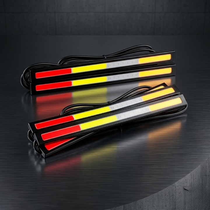 Universal Multi-Color COB LED DRL Strip Lights – Ultra-Bright Daytime Running Lights for Cars & Motorcycles (1 Pair)