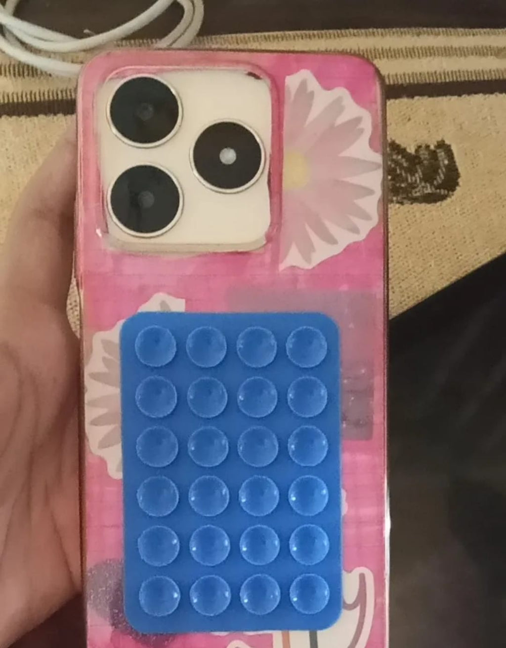 Double Side Silicone Suction Pad Phone Holder – Self-Adhesive Square Rubber Grip Pad for All Mobiles & Tablets