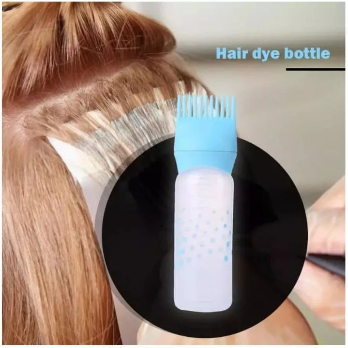 Hair Oil Comb Applicator Bottle with Graduated Scale – Professional Hair Coloring, Oiling & Scalp Treatment Tool ~ Random Color (1Pc)