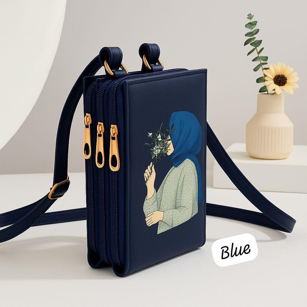 Elegance in Bloom: Illustrated Crossbody Mobile Wallet & Organizer