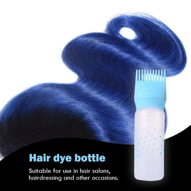 Hair Oil Comb Applicator Bottle with Graduated Scale – Professional Hair Coloring, Oiling & Scalp Treatment Tool ~ Random Color (1Pc)