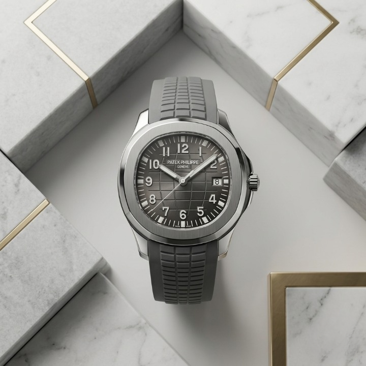Patek Philippe Mens Watch Luxury Design With Comfortable Silicone Strap Water Resistant Date Feature