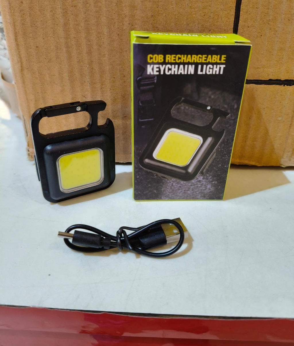 Rechargeable Mini COB LED Flashlight Keychain with Bottle Opener | Portable Pocket Torch Light