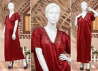 Single Pcs Stylish & Comfortable Long Silk Nightgown - Free Size (SKU R-002)