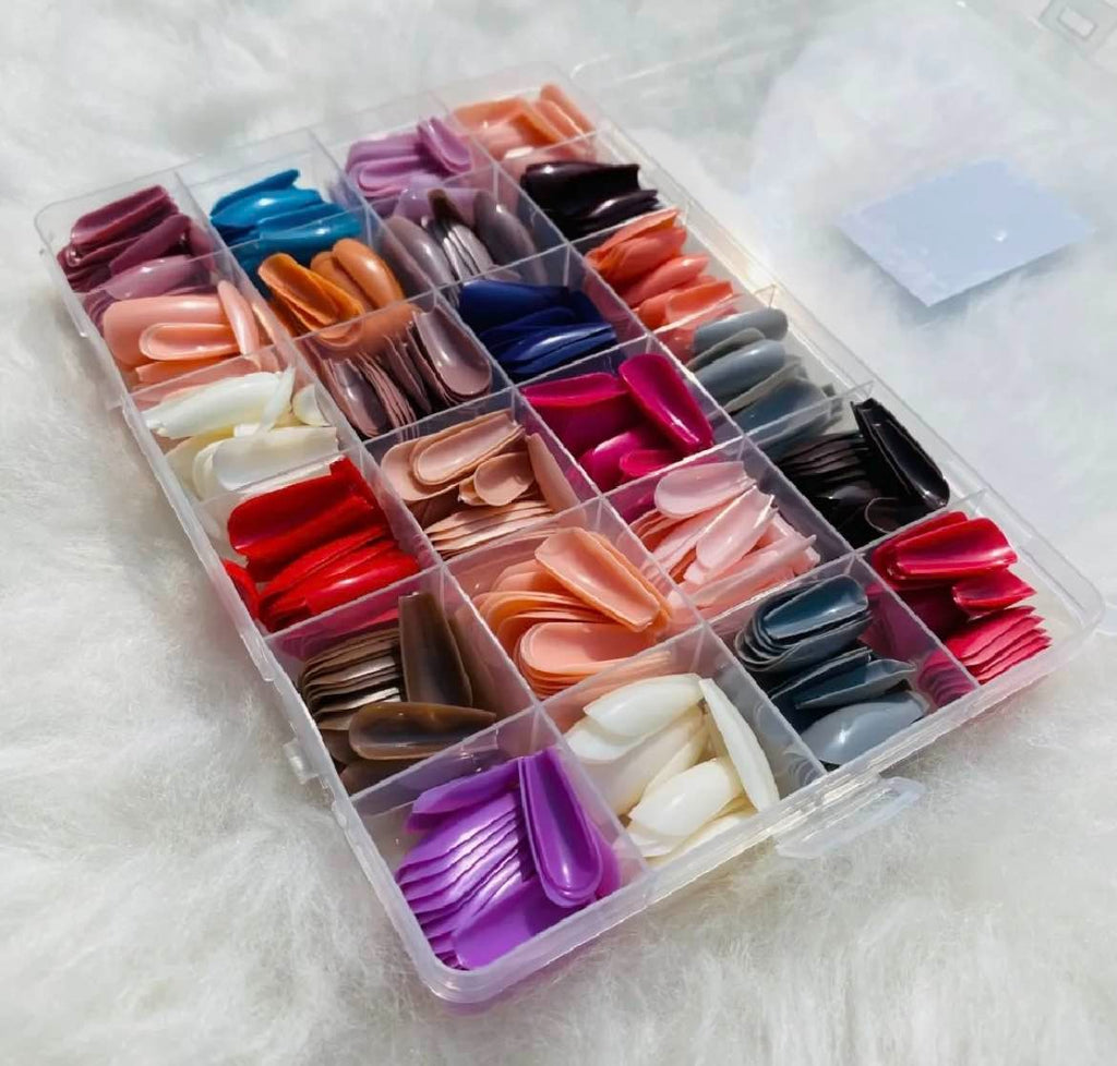 Pack Of 2 576 Pcs Artificial Nails With Free Nail Glue Made Of Abs Plastic In Multicolor