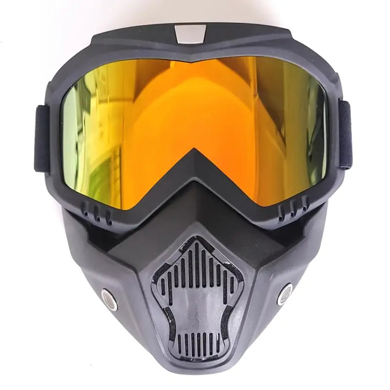 Motorcycle Goggles with Removable Full Face Mask Riding Glasses Dirt Bike ATV Motocross Detachable Eyewear (Random glass Shade)