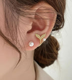 AUJ-939 Korean Fish Tail Earrings – Elegant Fashion Jewellery, Stylish Accessory for Women