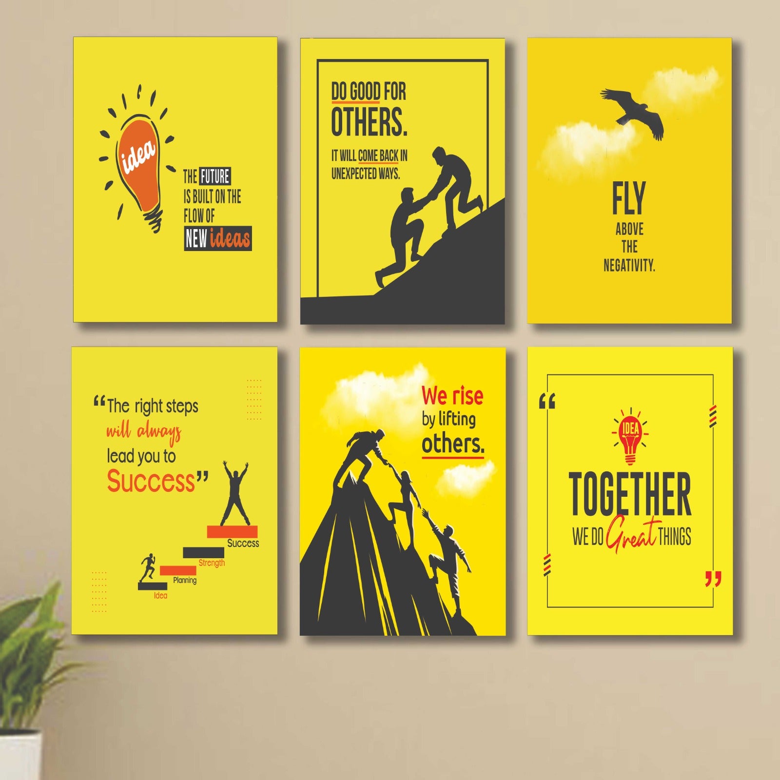 6 PC Motivational Wall Decor Cardboard Phototiles Durable Stylish Elegant And Inspiring Decorative